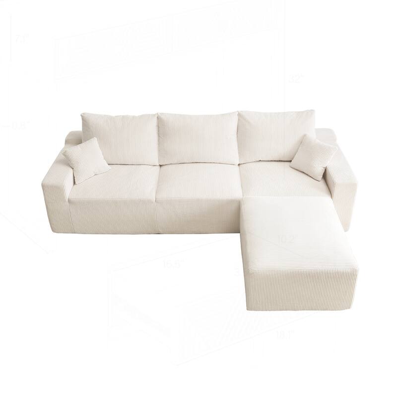 Comfortable L-Shaped Sectional Sofa with Self-Expanding Feature for Living Room