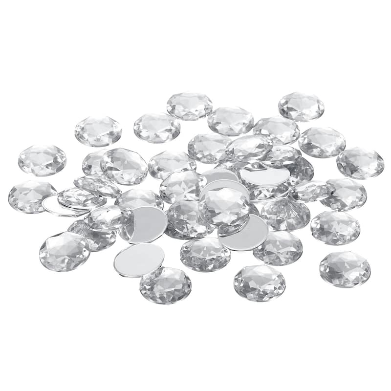 25mm Flat Back Round Acrylic Rhinestones, 100 Pack Plastic Circle Gems