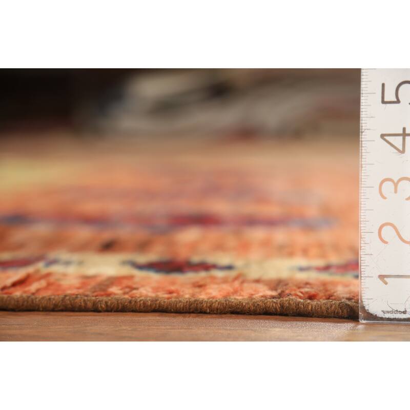 Orange Moroccan Oriental Rug Handmade Geometric Wool Carpet - 6'9" x 9'9"