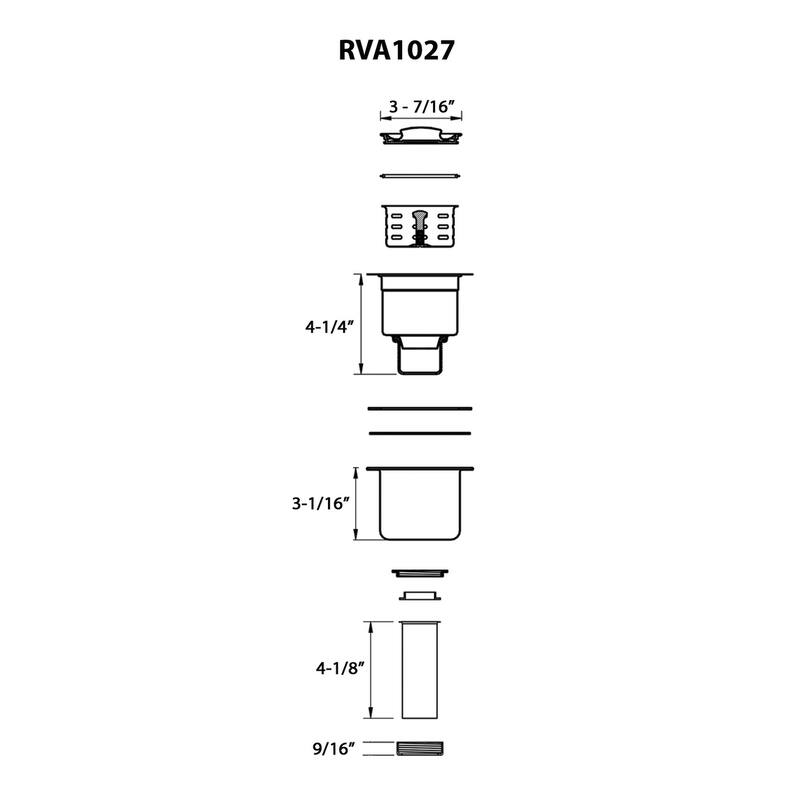 Ruvati Deep Basket Strainer Drain for Kitchen Sinks all Metal 3-1/2 inch - Gunmetal Black Stainless Steel - RVA1027BL