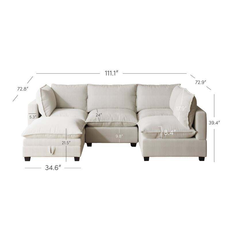 Chelsea Modern Cloud Modular Upholstered Sofa with Deep Seat and Plush Cushions