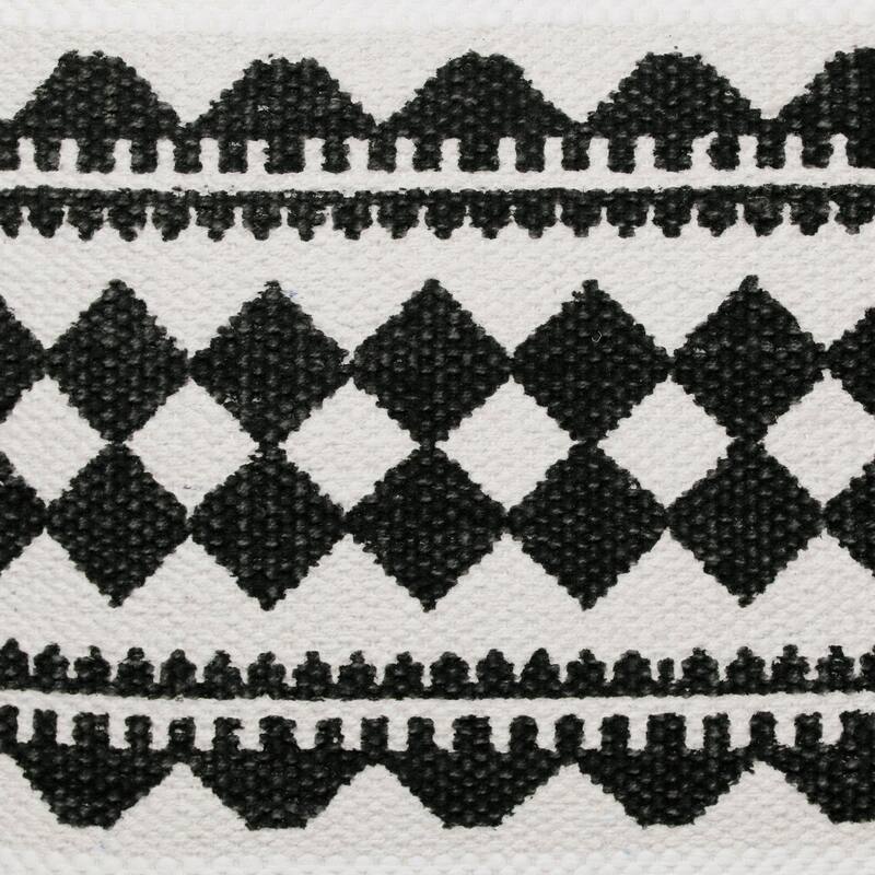 20" Black and White Mosaic Geometric Stripe Square Throw Pillow