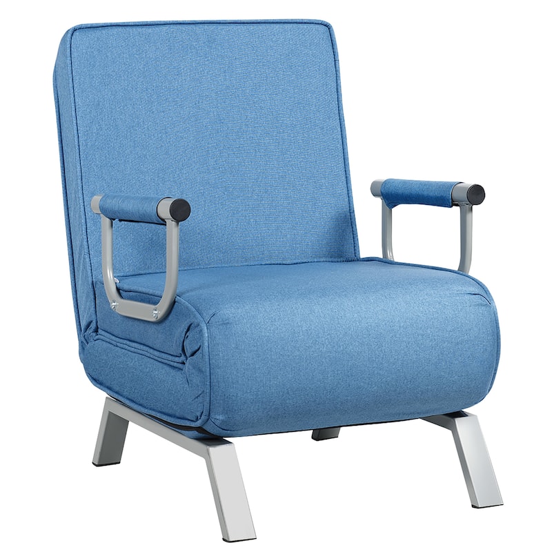 5-Position Adjustable Folding Sofa Chair Firm Full Padded Lounger Recline - Blue