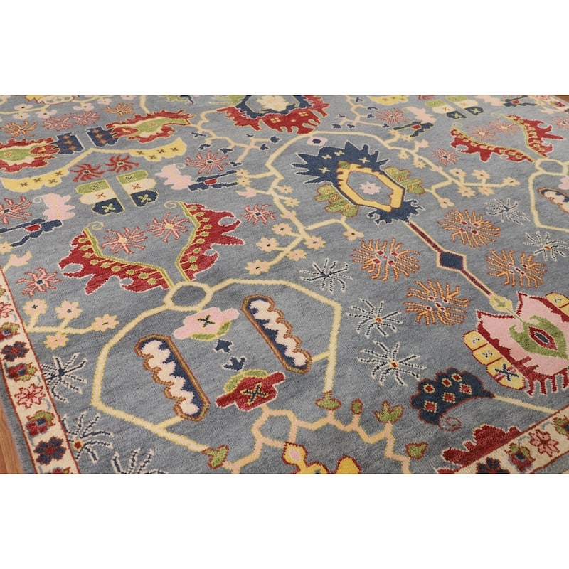 All-Over Oushak Indian Area Rug Handmade Wool Carpet - 8'11"x 11'8"