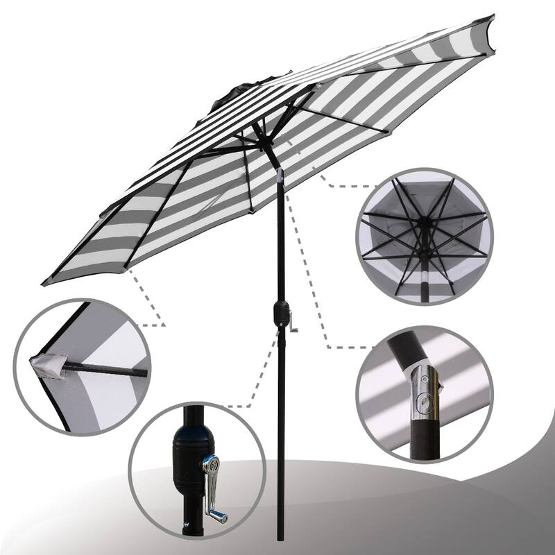 Maypex Striped Crank and Tilt 9-foot Market Umbrella