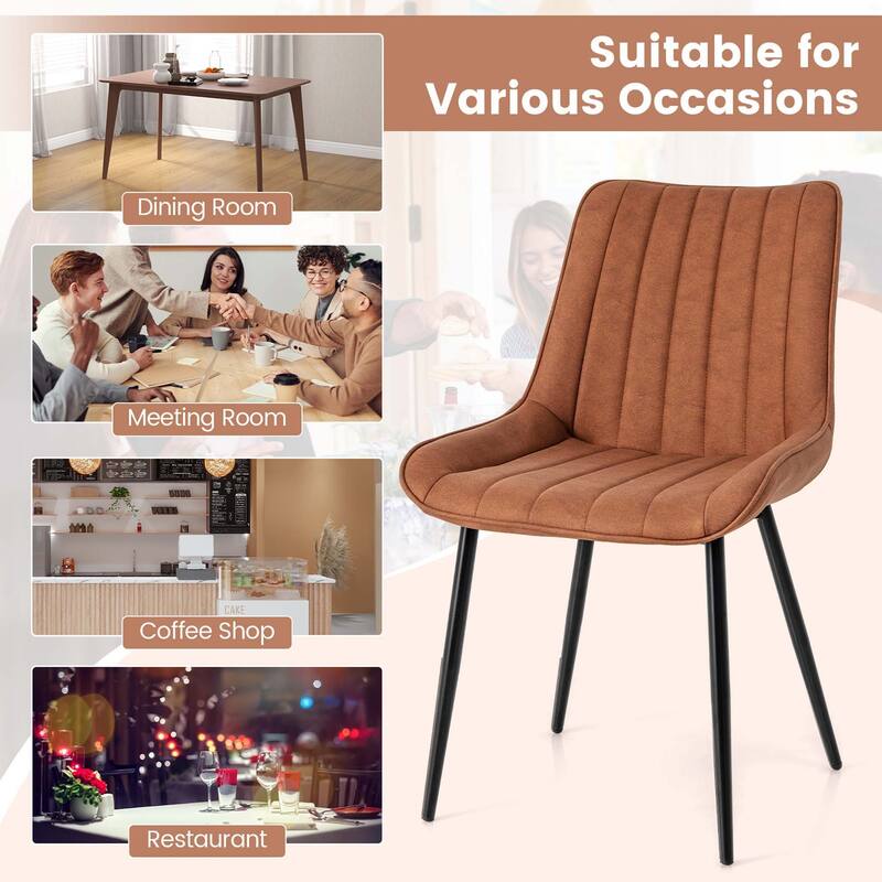 Costway Dining Chair Set of 2 Upholstered Leisure Chairs with Metal - See Details
