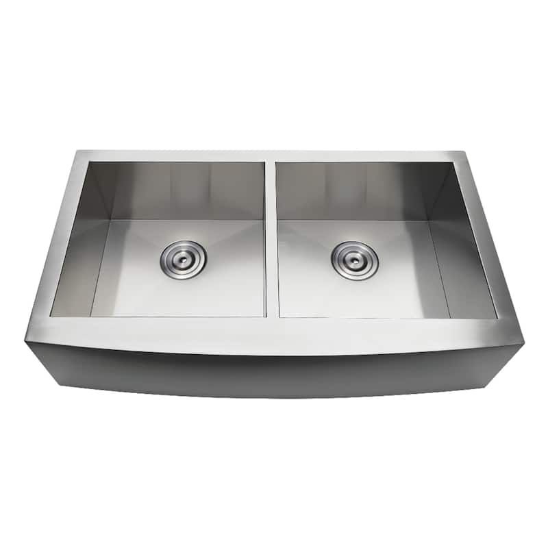 Uptowne 36-Inch Stainless Steel Apron-Front Double Bowl Farmhouse Kitchen Sink in Brushed