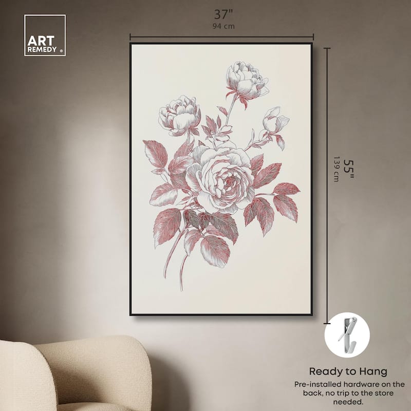 Breezy Red Pencil Blooms II Canvas by Art Remedy