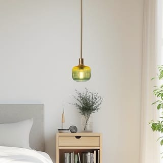 6" Wide Vintage 1-light Green Glass Pendant Light