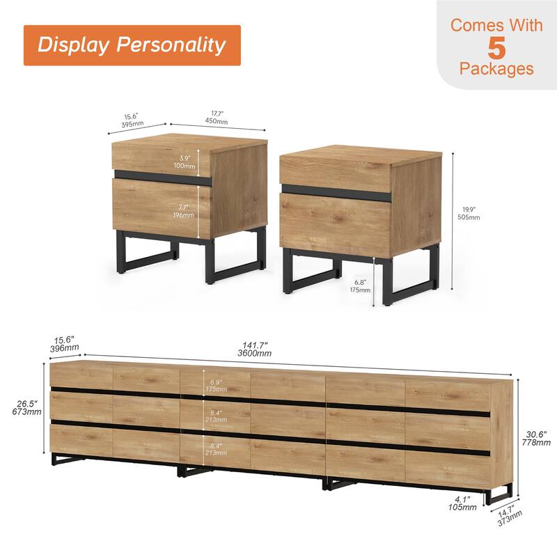 3-Piece Bedroom Furniture Set,Dresser & Chest With 18 Drawers for Bedroom, Bedroom Furniture Set