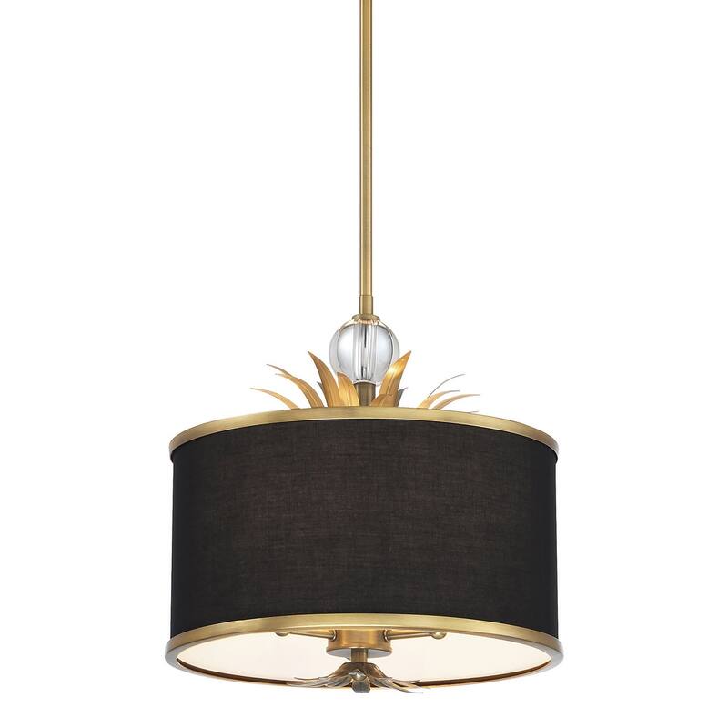 Minka Lavery 4583 Caprio 3 Light 15" Wide Pendant with Fabric Shade - Natural Brushed Brass