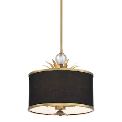 Minka Lavery 4583 Caprio 3 Light 15" Wide Pendant with Fabric Shade