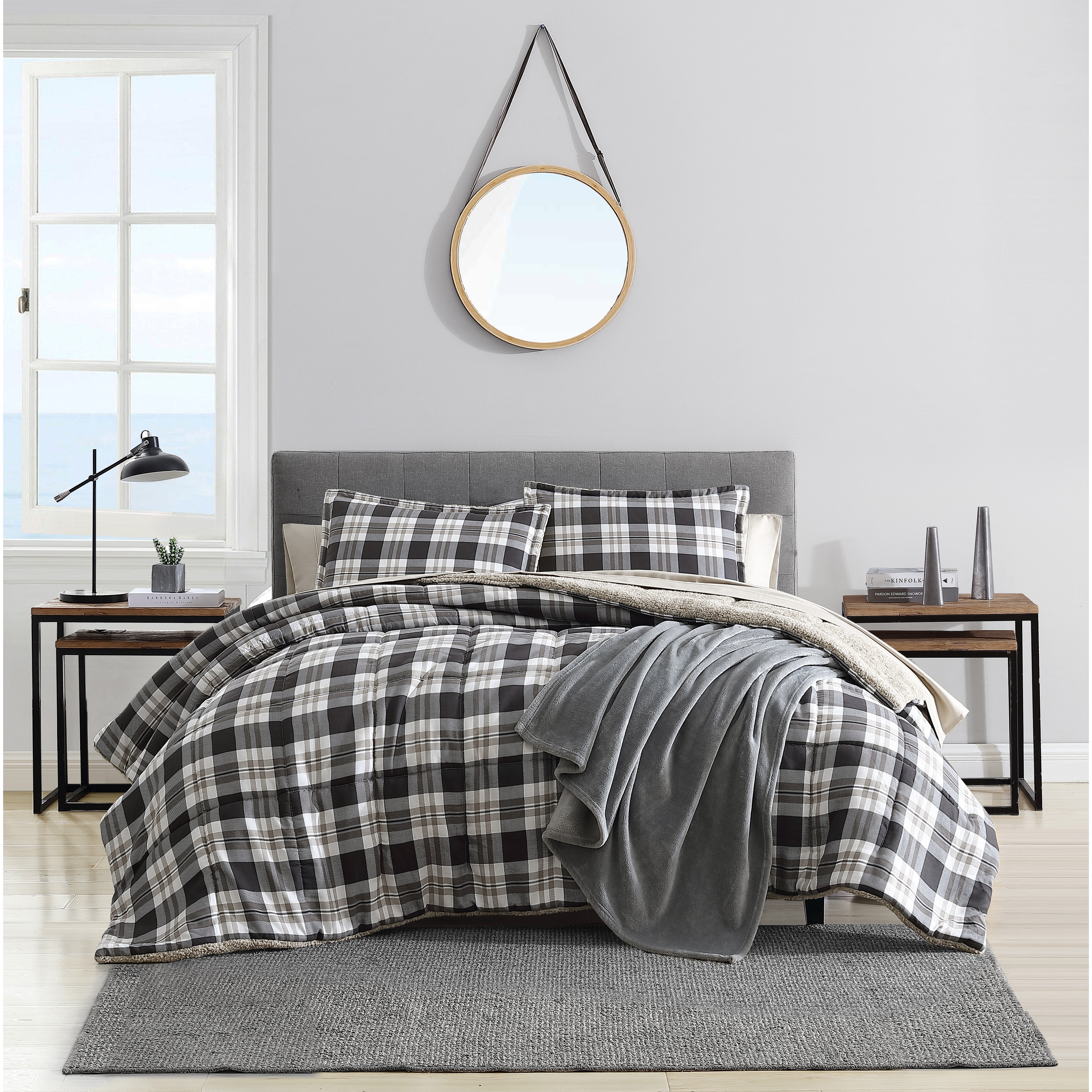 Sherpa plaid comforter clearance