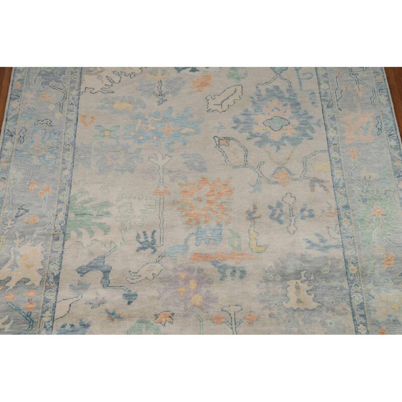 All-Over Oushak Indian Area Rug Hand-Knotted Wool Carpet - 7'10"x 10'0"