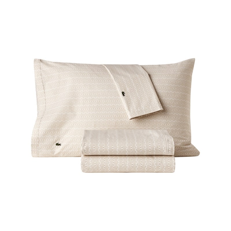Lacoste Racquet Print Percale Cotton 4-Piece Sheet Set