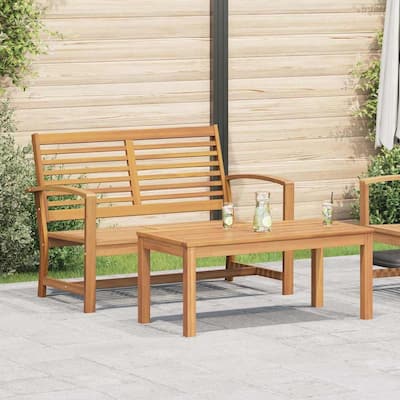vidaXL Garden Sofa Set 2 pcs Natural Solid teak wood - 37.4 x 17.7 x 15.7