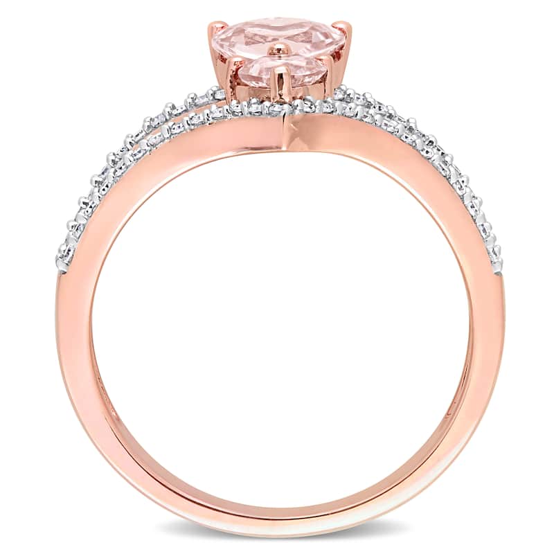 Miadora Heart Shape Morganite and 1/4ct TDW Diamond Open Engagement Ring in 10k Rose Gold