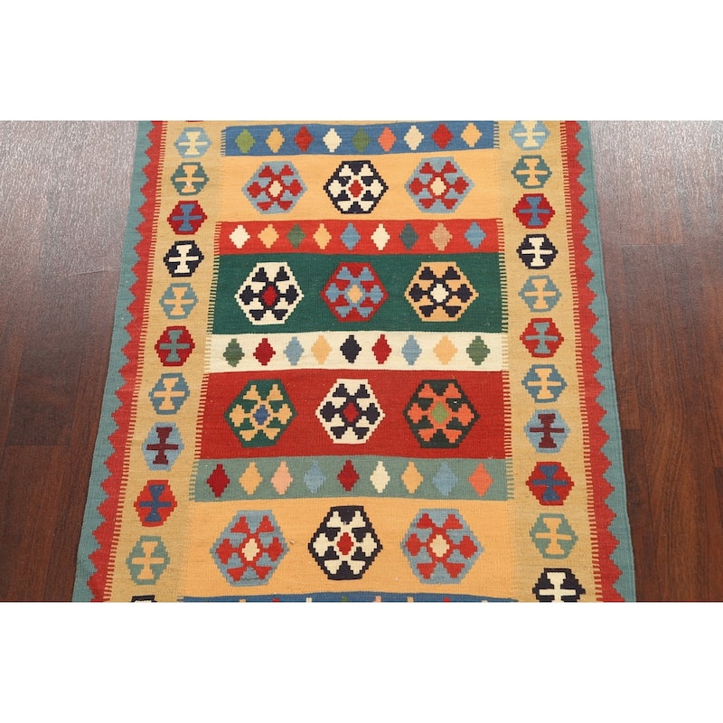South-western Tribal Kilim Shiraz Persian Wool Area Rug Flat-woven - 3'5" x 5'0"
