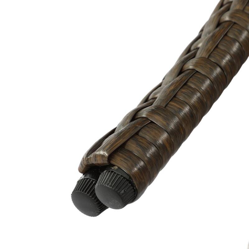 Wicker Rattan Side Table With Built-in Glass - 19.68'' H X 19.68'' D X 19.68'' W