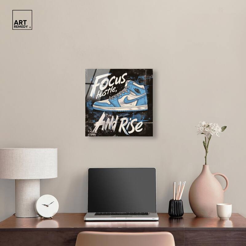 Hustle and Rise Sneaker Acrylic by Art Remedy, Ready to Hang