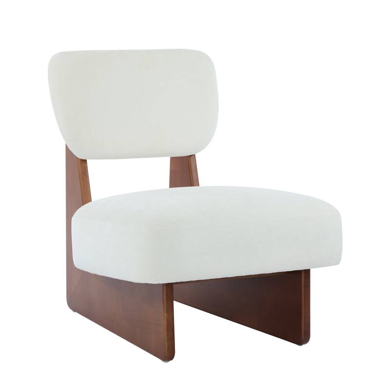 Accent Chairs Set of 2, Upholstered Living Room Chair with Wood Legs, Comfy Lounge Chair with Walnut Finish