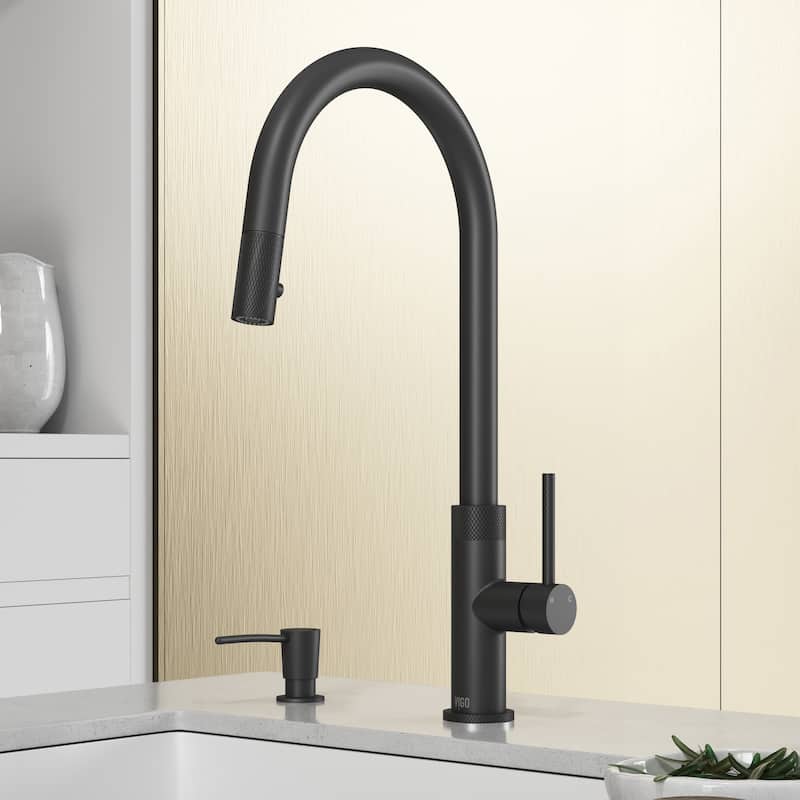 VIGO Bristol 19" H Single Handle Pull-Down Sprayer Kitchen Faucet