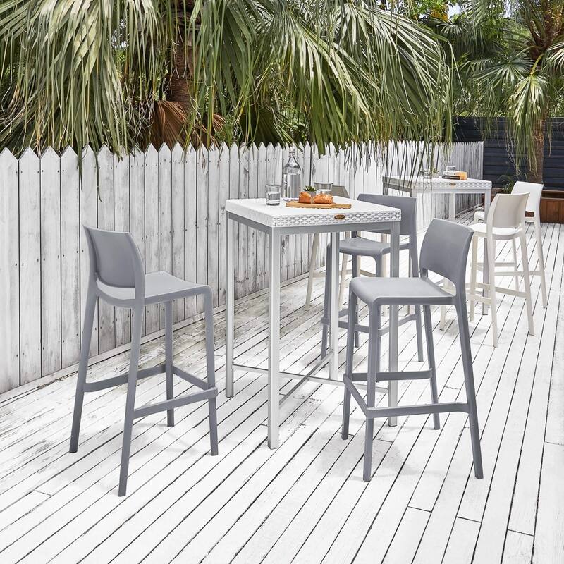 Sensilla Resin Stackable All-Weather Bar Stool, Set of 2