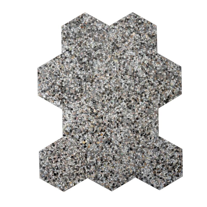 Amalfi 9x8 in. Glossy Shell, Terrazzo Hexagon Wall and Floor Tile (1.8 sq ft/case, 5-Pack)