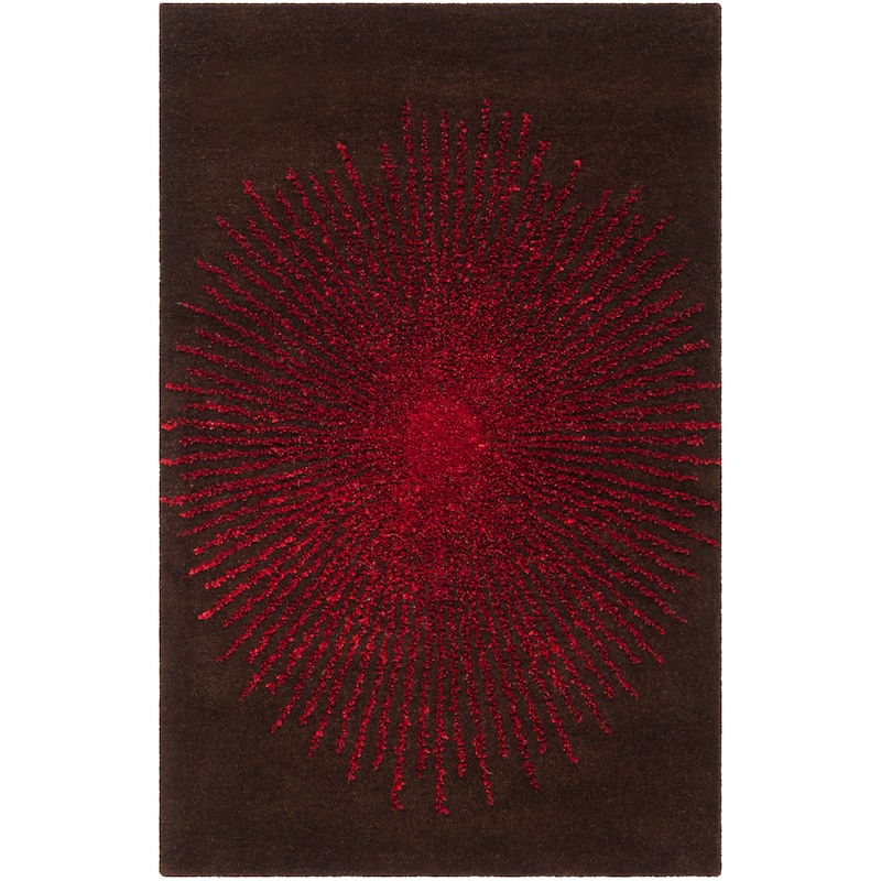 SAFAVIEH Handmade Soho Marsilia Burst New Zealand Wool Rug - 3' x 5' - Brown/Red - Rectangle