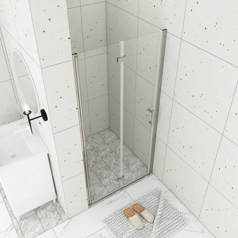 30/32/34/36 Bi-fold Semi-Frameless Shower Door with Clear Tempered Glass