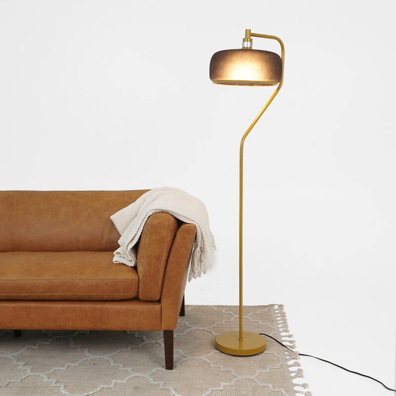 Floor Lamp, Standing Light for Living Room, Bedroom & Office Space Illumination, Black Sprayed and Gold, 110-120V