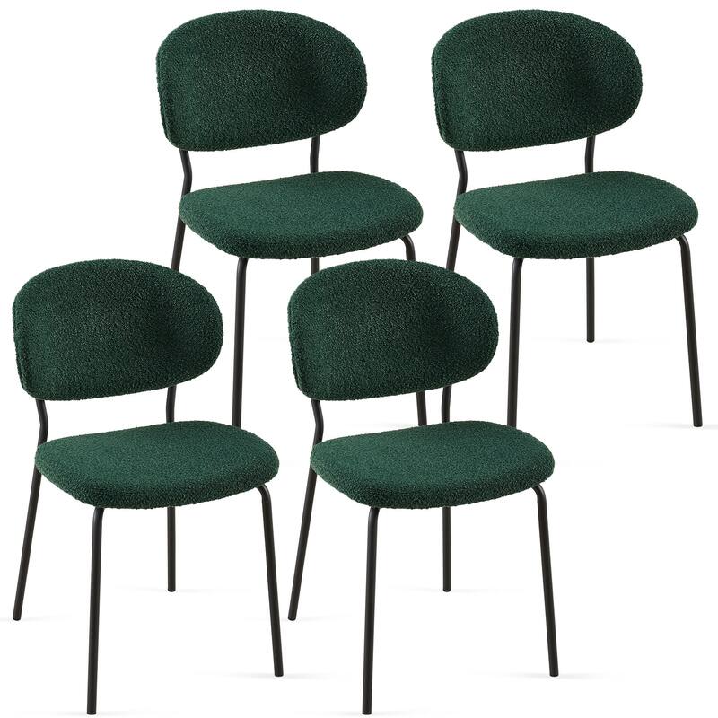 Boucle Fabric Dining Chairs Set of 4, Mid-Century Modern Dining Chairs, Kitchen Dining Room Chairs