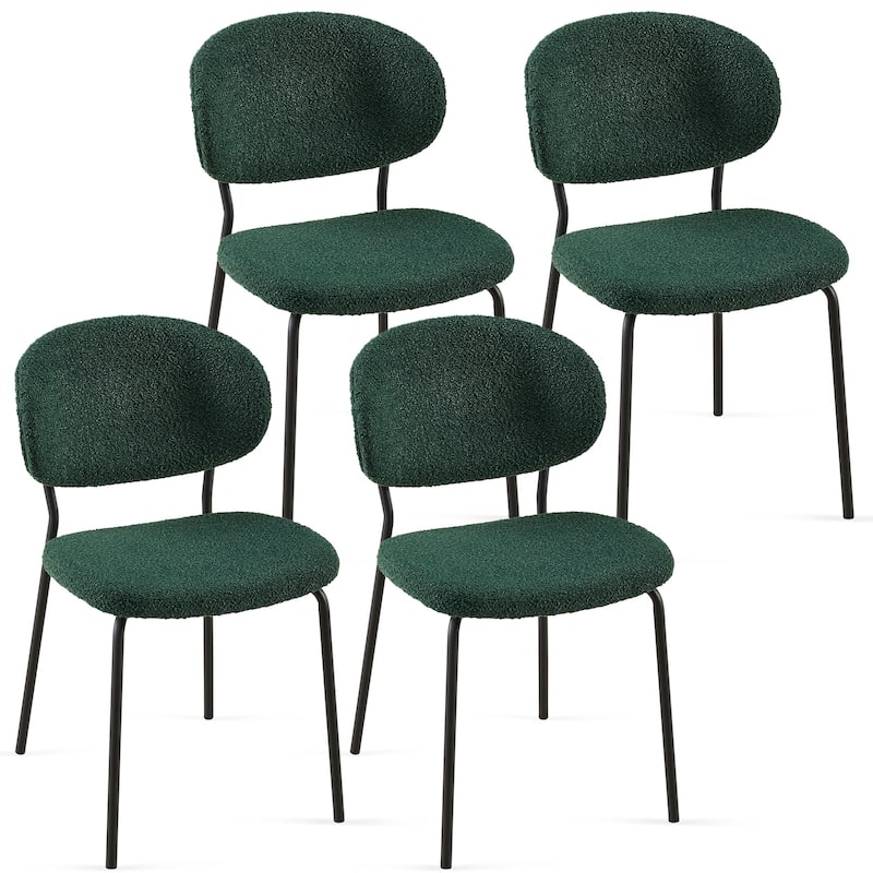 Mid-Century Modern Beige Curved Backrest Dining Chairs Set of 2