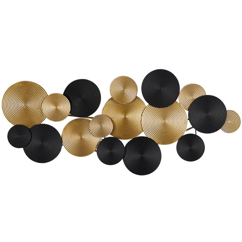CosmoLiving by Cosmopolitan Metal Plate Wall Decor with Textured Circles - Gold or Black