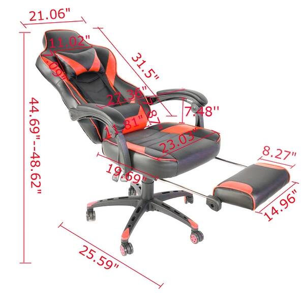 C-type Foldable Racing Chair Nylon Foot Office Chair with Footrest ...