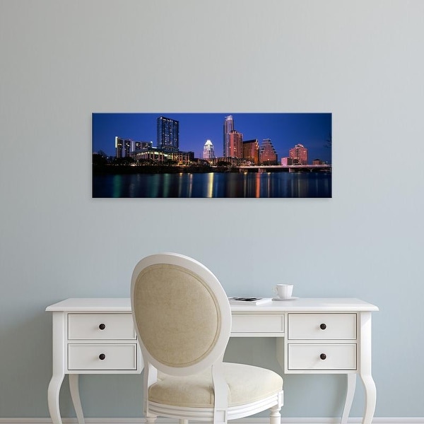 Easy Art Prints Panoramic Image 'Skyscrapers at the waterfront, Lady Bird Lake, Austin, Texas, USA' Premium Canvas Art