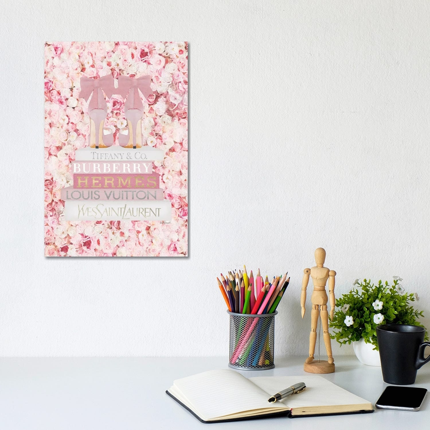 Blush Fashion Books On Peach Flower Art: Canvas Prints, Frames