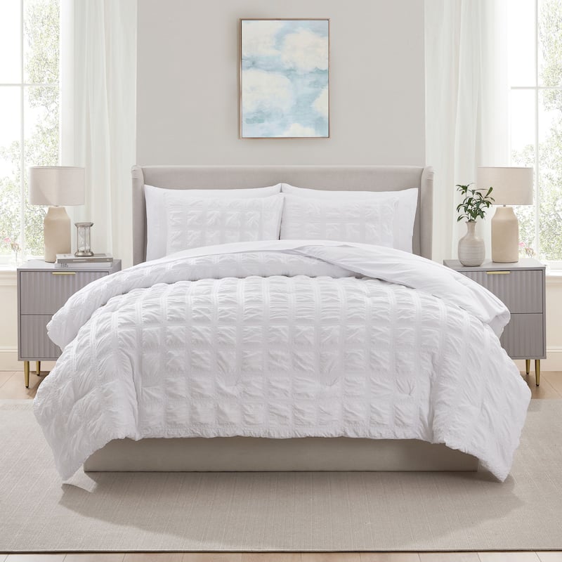 Empyrean Modern Comforter Seer Sucker - White - King