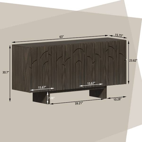 dimension image slide 0 of 2, Clihome Modern Wood Storage Buffet Sideboard with 4 Doors