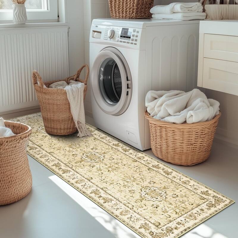 Vintage Boho Area Rugs Machine Washable Non Slip Living Room Rug