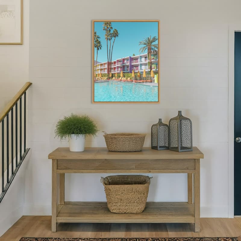 Saguaro Hotel Poolside by Tom Windeknecht Framed Canvas Wall Art Print - Sylvie Natural