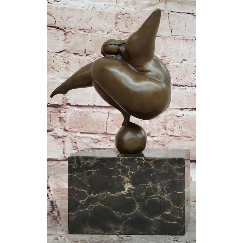 Abstract Curvy Bbw Woman Balancing On Ball Bronze Statue Sculpture Figure 11 Inches X 7 Inches