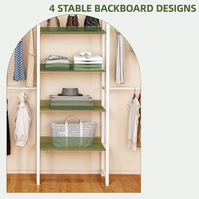Moasis Garment Rack Heavy Duty Clothes Rack with 4 Expandable Hanging Rods, And Storage Shelves