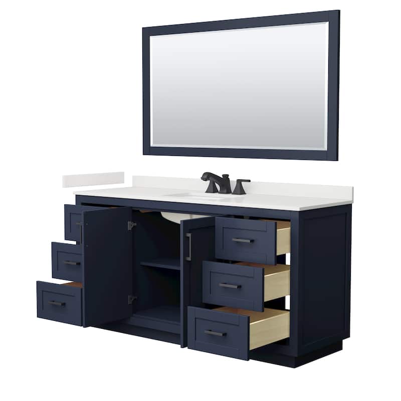 Miranda 66-inch Single Vanity, Quartz Top, 58-inch Mirror