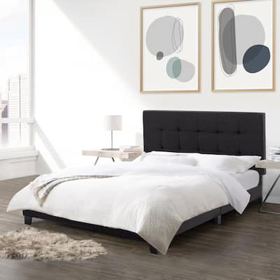 CorLiving Ellery Black Fabric Tufted Bed