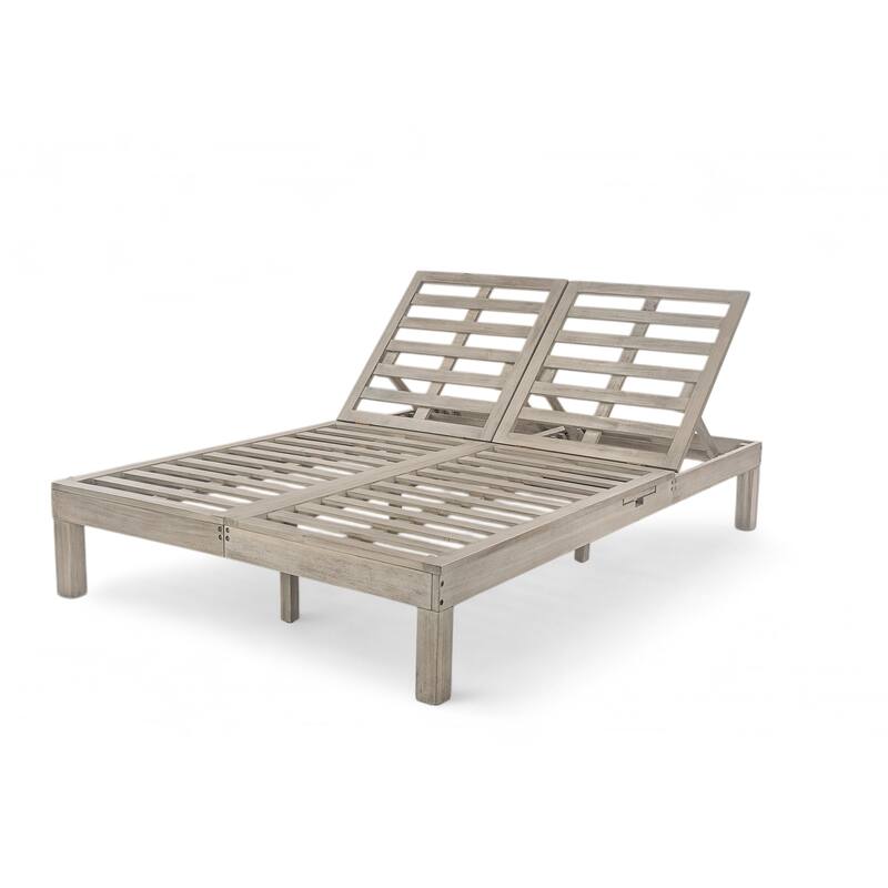 Elegant 5-Position Adjustable Double Chaise Lounge with Side Table by Leisure Zone