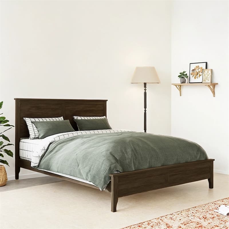 Modern Solid Wood Full Size Platform Bed w/Sturdy Wooden Slats Support