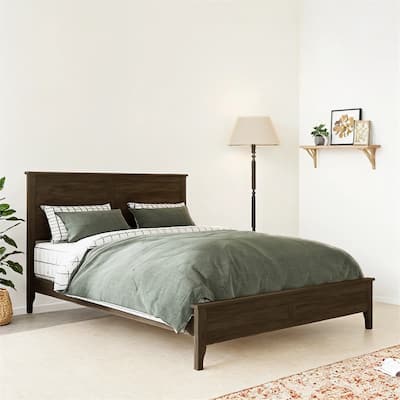 Modern Solid Wood Full Size Platform Bed w/Sturdy Wooden Slats Support