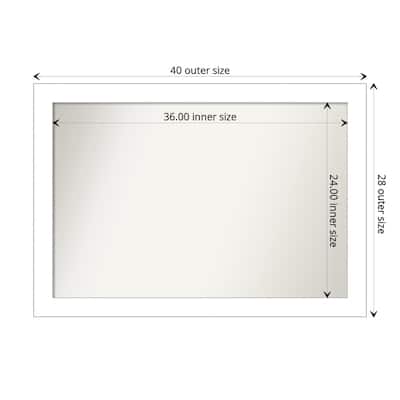 Non-Beveled Bathroom Wall Mirror - Wedge White Frame