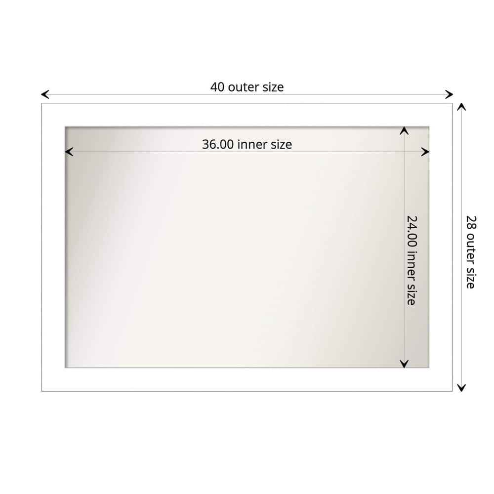 Non-Beveled Bathroom Wall Mirror - Wedge White Frame